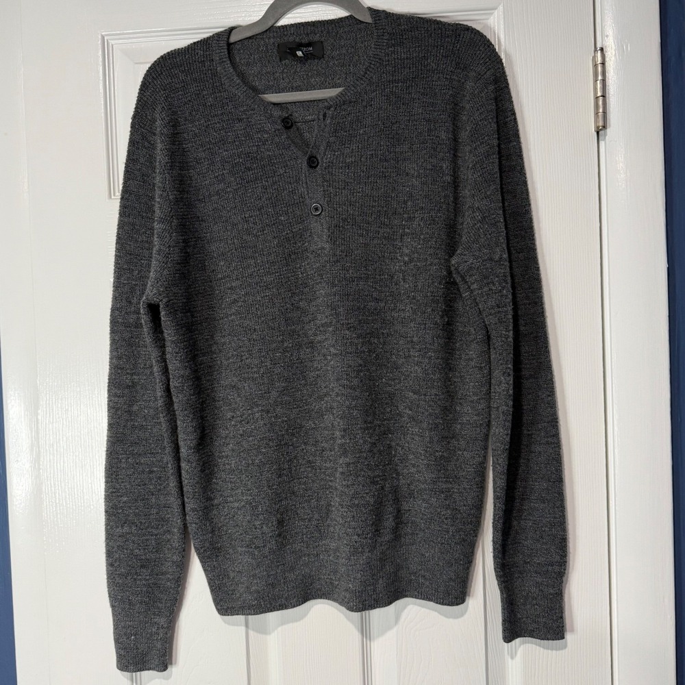 Nordstrom Mens Shop Merino Wool Blend Henley Sweater Gray Medium MV391038MN
